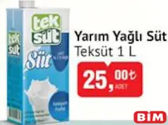 TEKSÜT YARIM YAĞLI SÜT 1 L